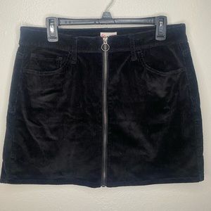 Black corduroy zip-up skirt